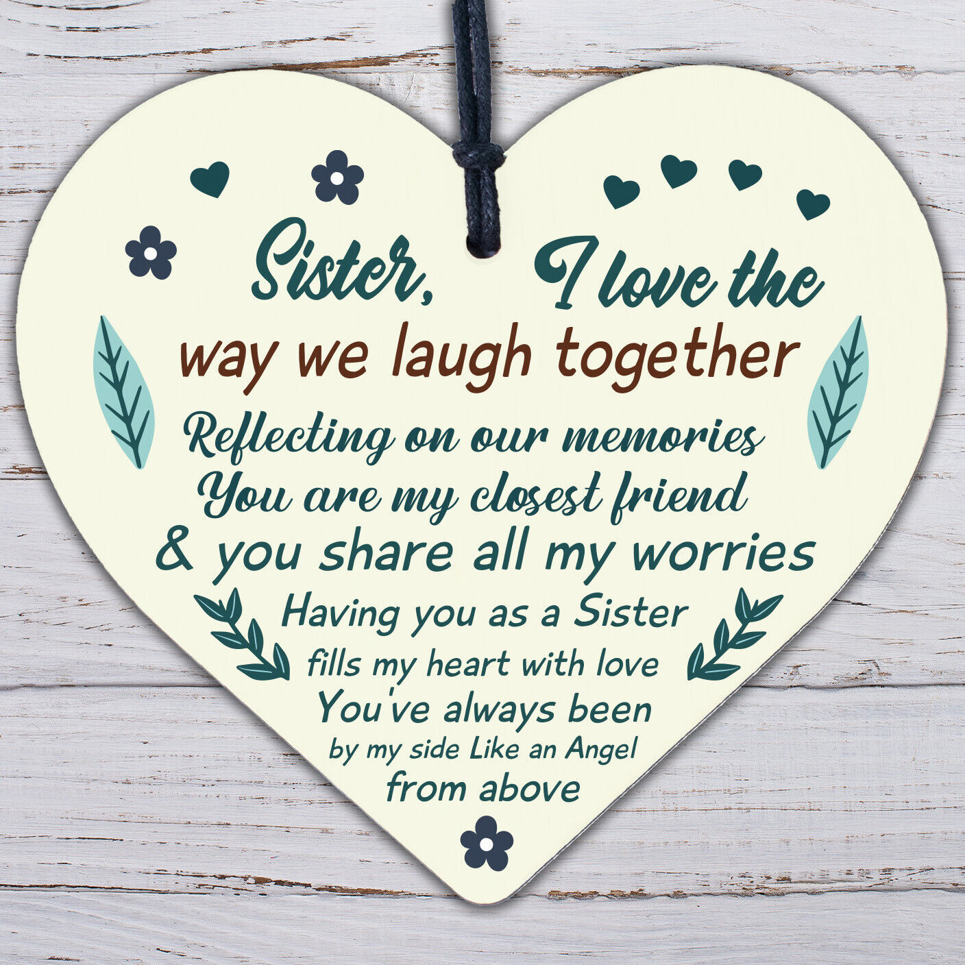 SISTER GIFTS Wood Heart Thank You Keepsake Love Plaque Best Friend Gift For Her