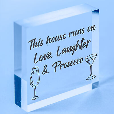 Fun Laughter Prosecco Kitchen Plaque Alcohol Home Bar Sign Friend Gift For Women