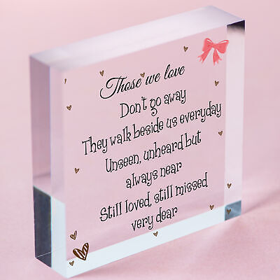 Memorial Hanging Heart Sign Bereavement Remembrance Poem Mum Dad Love Gift