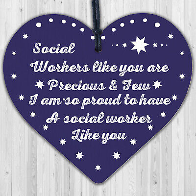 Social Worker Gift Wood Heart ThankYou Gift For Friend Novelty Birthday Keepsake