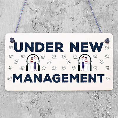 Under New Management Novelty Wedding Night Decoration Hanging Plaque Sign Gift