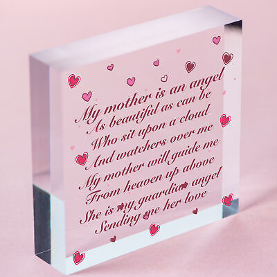 Mum Guardian Angel Wood Love Heart Sign Memorial Mothers Day Gift Grave Plaque