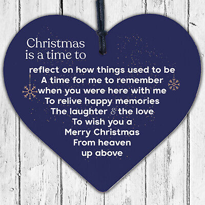 In Memory Christmas Wooden Heart Decoration Memorial Quote Tree Sign Plaque Gift