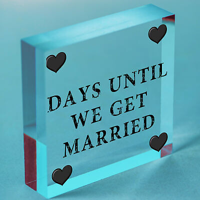 Wedding Countdown Chalkboard Plaque Sign Engagement Gift Fiance Mr & Mrs