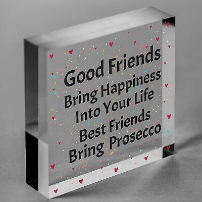 Best Friends Bring Prosecco Wooden Hanging Heart Plaque Novelty Alcohol Sign New