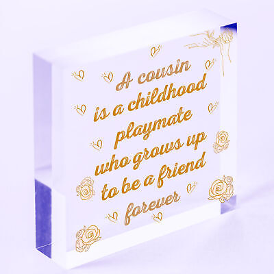 Cousin Friendship Gift Wooden Heart Plaque Keepsake Birthday Thank You Present