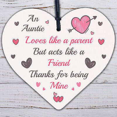 Auntie Gifts Friendship Sister Birthday Christmas Gifts Wooden Heart Sign Plaque