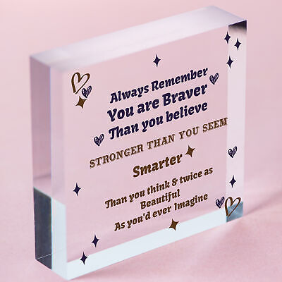 Braver Stronger Beautiful Quote Friendship Gift Wooden Heart Sign Best Friend