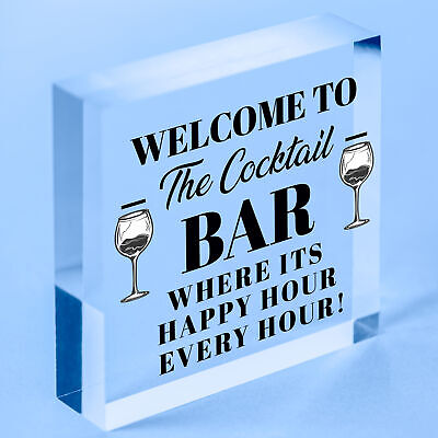 Welcome To Cocktail Bar Novelty Hanging Plaques Pub Garden Sign Friendship Gifts