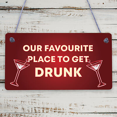 GET DRUNK HERE Home Bar Sign Man Cave Kitchen Wall Plaque FRIEND GIFT For Men