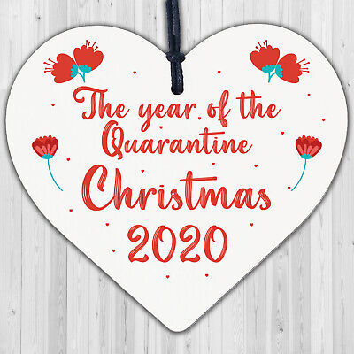 Quarantine 2020 Memory Christmas Tree Bauble Engraved Heart Xmas Decoration