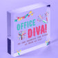 Office Diva! Wooden Hanging Heart Colleague Gift Novelty Work Office Funny Sign