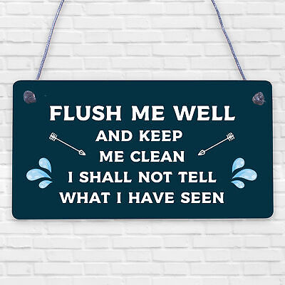 Toilet Flush Me Well Sign Funny Novelty Loo Door Hanging Home Gift Bathroom