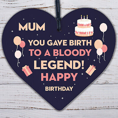 Funny Birthday Gift For Mum Wooden Heart Mum Gift From Son Daughter Funny Card