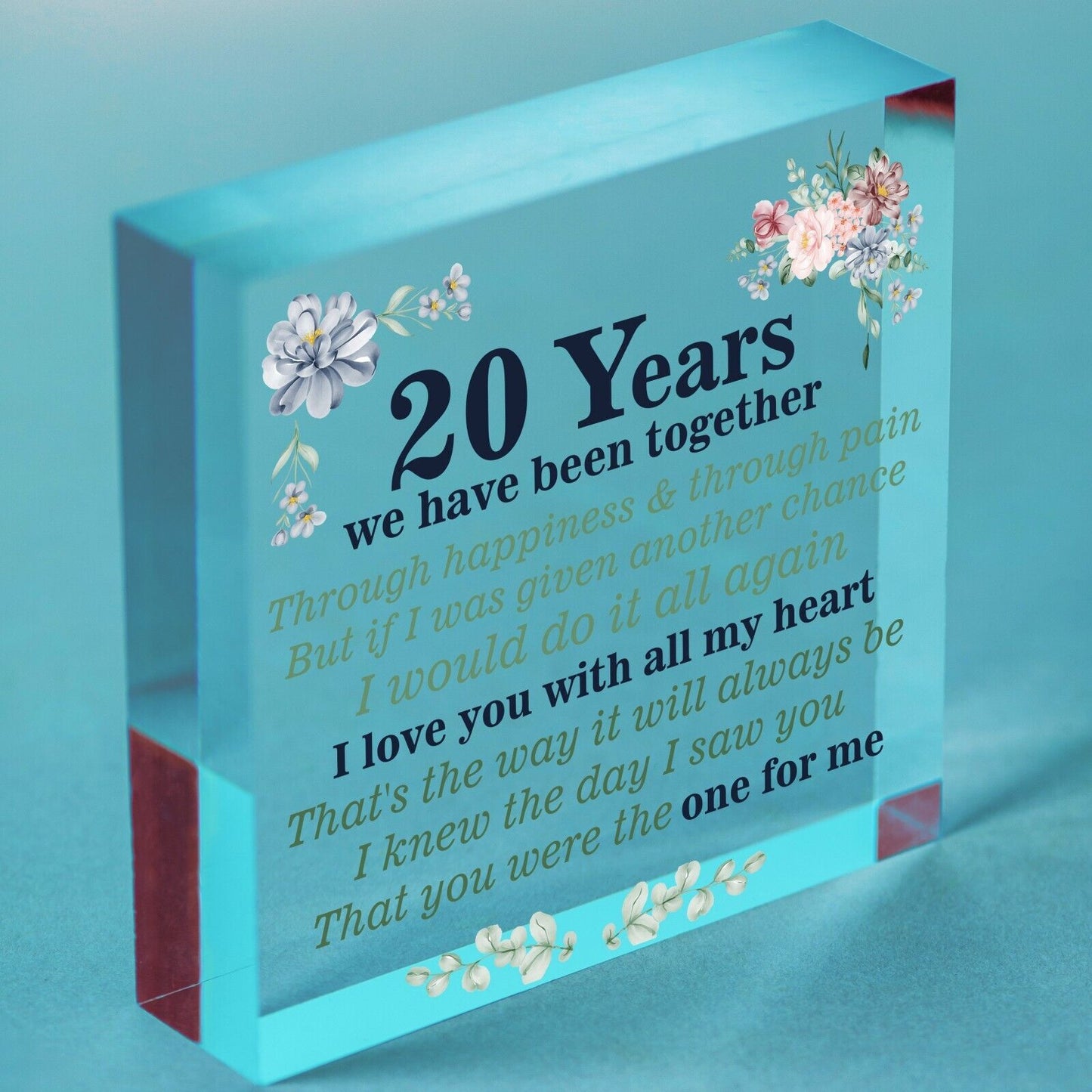 Anniversary 20th Wedding Anniversary Engagement Wood Heart Plaque Gift Keepsake