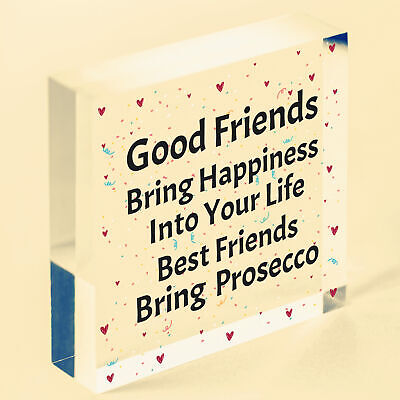 Best Friends Bring Prosecco Wooden Hanging Heart Plaque Novelty Alcohol Sign New