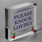 Please Knock Loudly Hanging Door Sign Plastic Contempary Wall Decorative Plaque