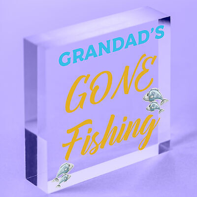 Grandad's Gone Fishing Dad Fisherman Grandad Hanging Wall Plaque Man Cave Sign