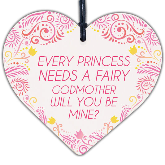 Will You Be My Godmother Fairy Wooden Heart Godparents Family Friendship Gifts