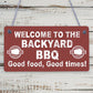 Backyard BBQ Sign Funny Garden Shed Man Cave Sign Gift For Men New Home Gift