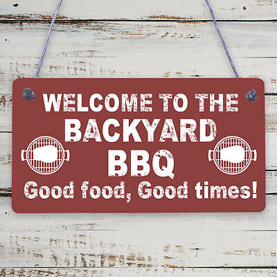 Backyard BBQ Sign Funny Garden Shed Man Cave Sign Gift For Men New Home Gift