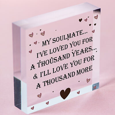 My Soulmate Loved You A Thousand Years Wooden Hanging Heart Valentines Day Gift