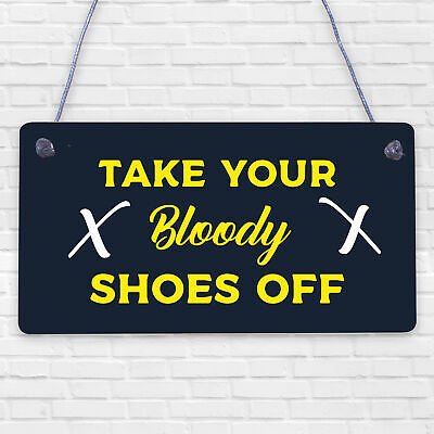 Bloody Shoes Funny Vintage Remove Shoes Present Hanging Plaque Gift Door Sign