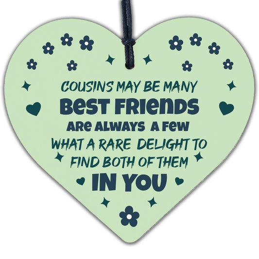 Best Friend Cousin Gift Wooden Heart Keepsake Chic Sign Thank You Family Plaque