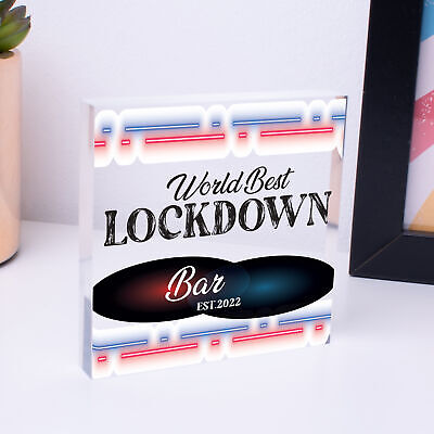 BEST LOCKDOWN BAR Funny Home Bar Sign Man Cave Plaque Alcohol Beer Gin Gift