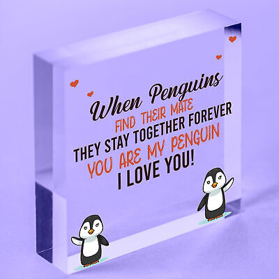 Anniversary Block For Him Her MY PENGUIN Block For Boyfriend Girfriend Husband