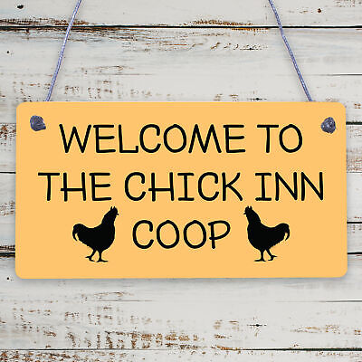 Welcome Chicken Coop Sign Outdoor Garden Shed Plaque Chicken Hen Gifts