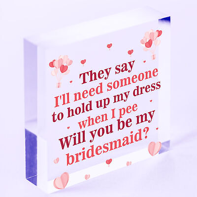 Will You Be My Bridesmaid Wooden Hanging Heart Wedding Invitation GIFTS Favours