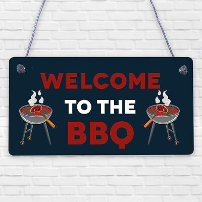 Welcome To The BBQ Sign Engraved Garden Signs And Plaques Man Cave Shed Sign