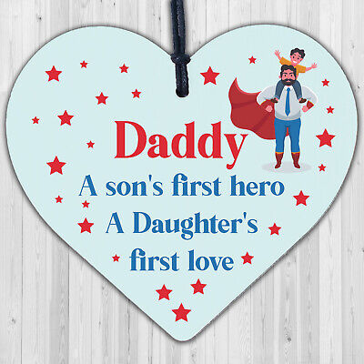 Daddy Daughter Dad Son Sentimental Gift Heart Plaque Birthday Christmas Keepsake