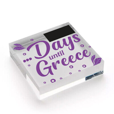 Chalkboard Holiday Countdown To GREECE Wall Sign Novelty Gift For Friend Family