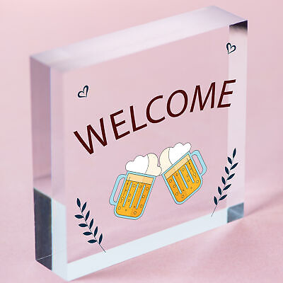 Shabby Chic Welcome Sign To Home Bar Pub Plaque Garden Summerhouse Sign