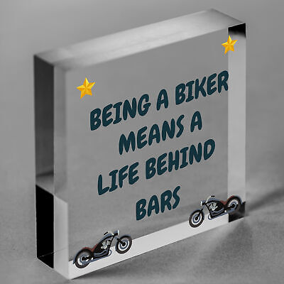 Novelty Biker Gifts For Men Hanging Motorcycle Motorbike Man Cave Garage Plaque