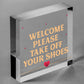 Welcome Please Take Off Your Shoes Hanging Plaque Sign House Porch Decor Gift