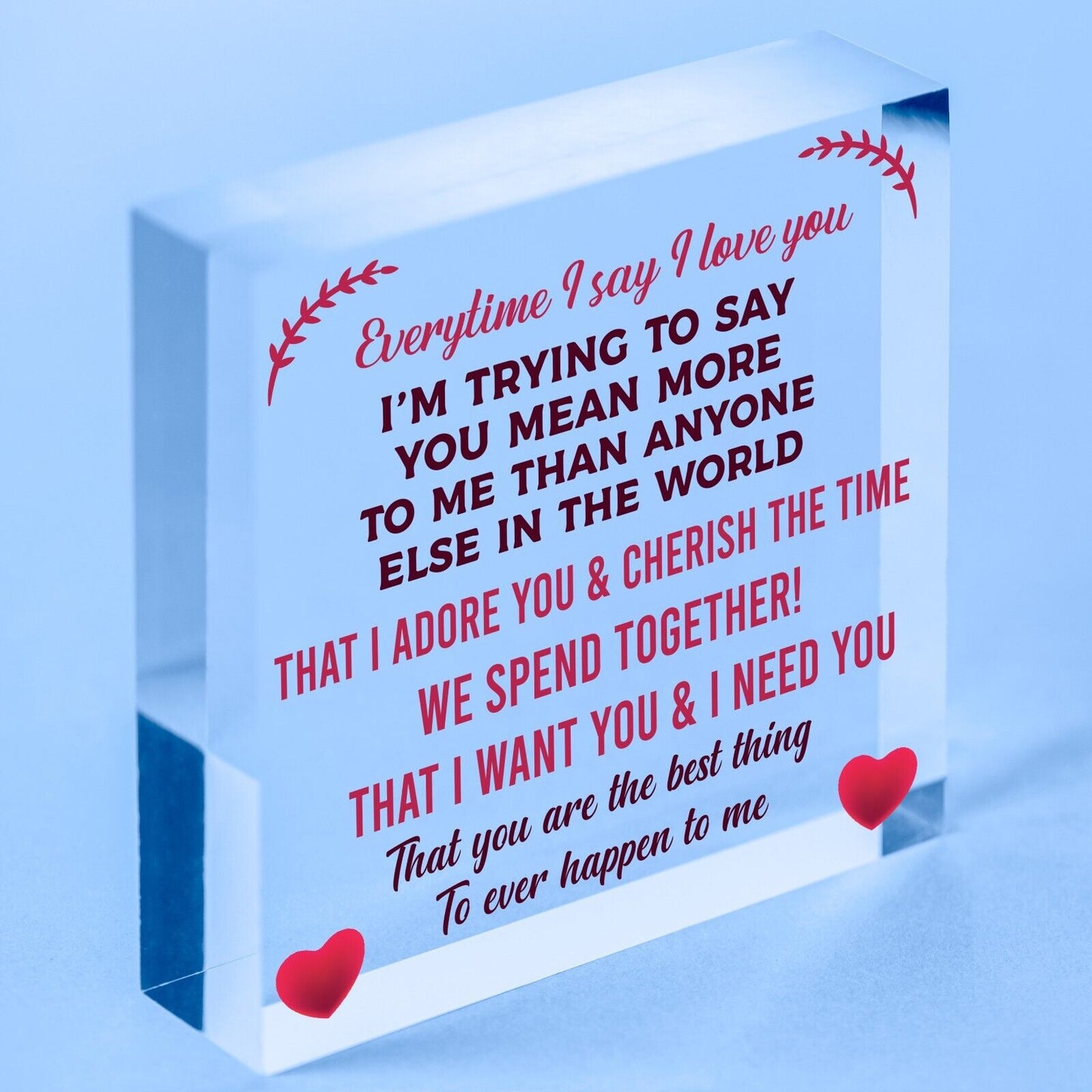 Love You Plaque Block Anniversary Valentines Day Gift For Husband Wife