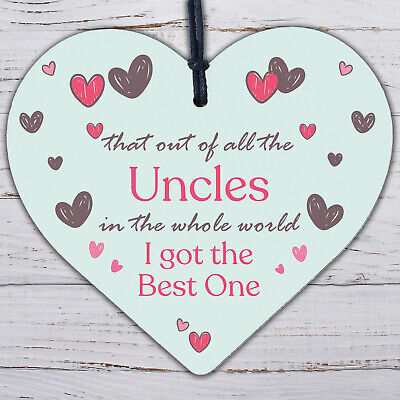 Uncle Gifts For Birthday Christmas Wooden Heart Uncle Ornament Decoration Card