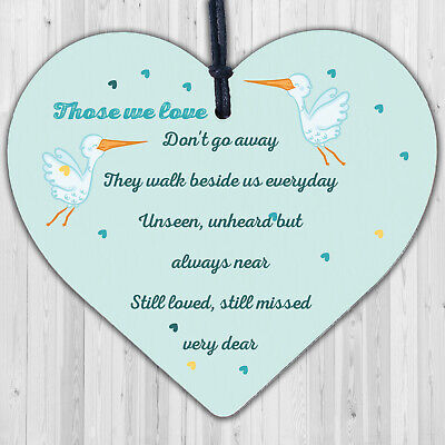 Wood Heart Plaque Sign Bereavement Memorial Remembrance Poem Mum Dad Gift