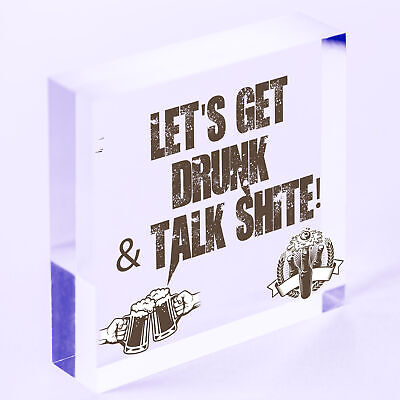 Novelty Bar Plaque LETS GET DRUNK Funny Pub Home Bar Sign Man Cave Gifts