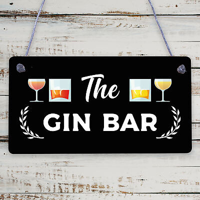 The Gin Bar Garden Party Alcohol Novelty Drinking Gift Pub Hanging Wall Plaque