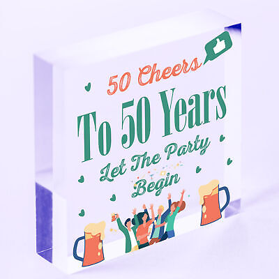 50th Birthday 50 Cheers To 50 Years Funny Wooden Heart Sign Gift For Him Her