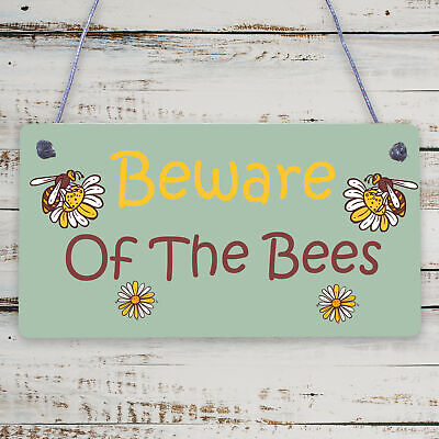 Beware Bees Apiarist Hive Business Garage Wooden Hanging Plaque Bee Sign Gift