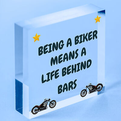 Novelty Biker Gifts For Men Hanging Motorcycle Motorbike Man Cave Garage Plaque