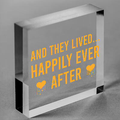 And They Lived Happily Ever After Hanging Wedding Day Plaque Table Decor Sign