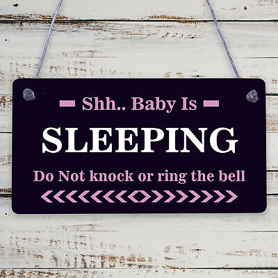 Shh.. Baby Is Sleeping Do Not Disturb Nursery Hanging Plaque Baby Door Cot Sign