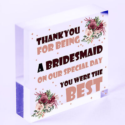 Thank You For Being A Bridesmaid Wooden Hanging Heart Wedding Favour GIFT Plaque