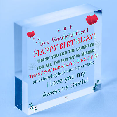 Friendship Best Friend Plaque Happy Birthday Heart Gift Mum Colleague Thank You